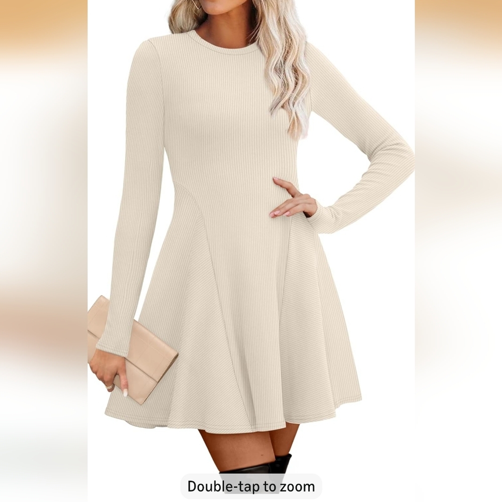 Elegant Beige Long Sleeve Dress
